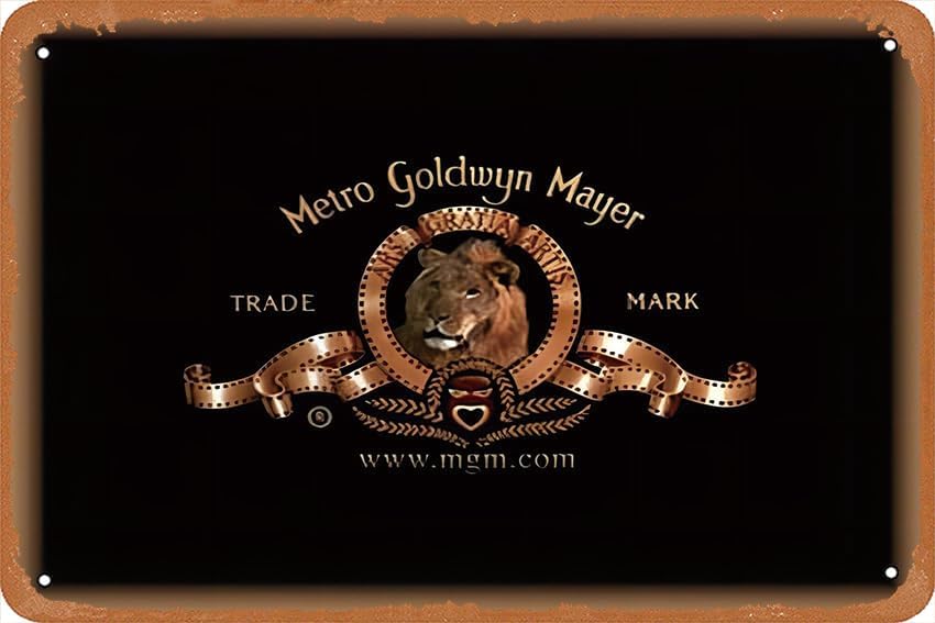 Home Cinema Logo - لافتة قصدير معدنية عتيقة MGM ،