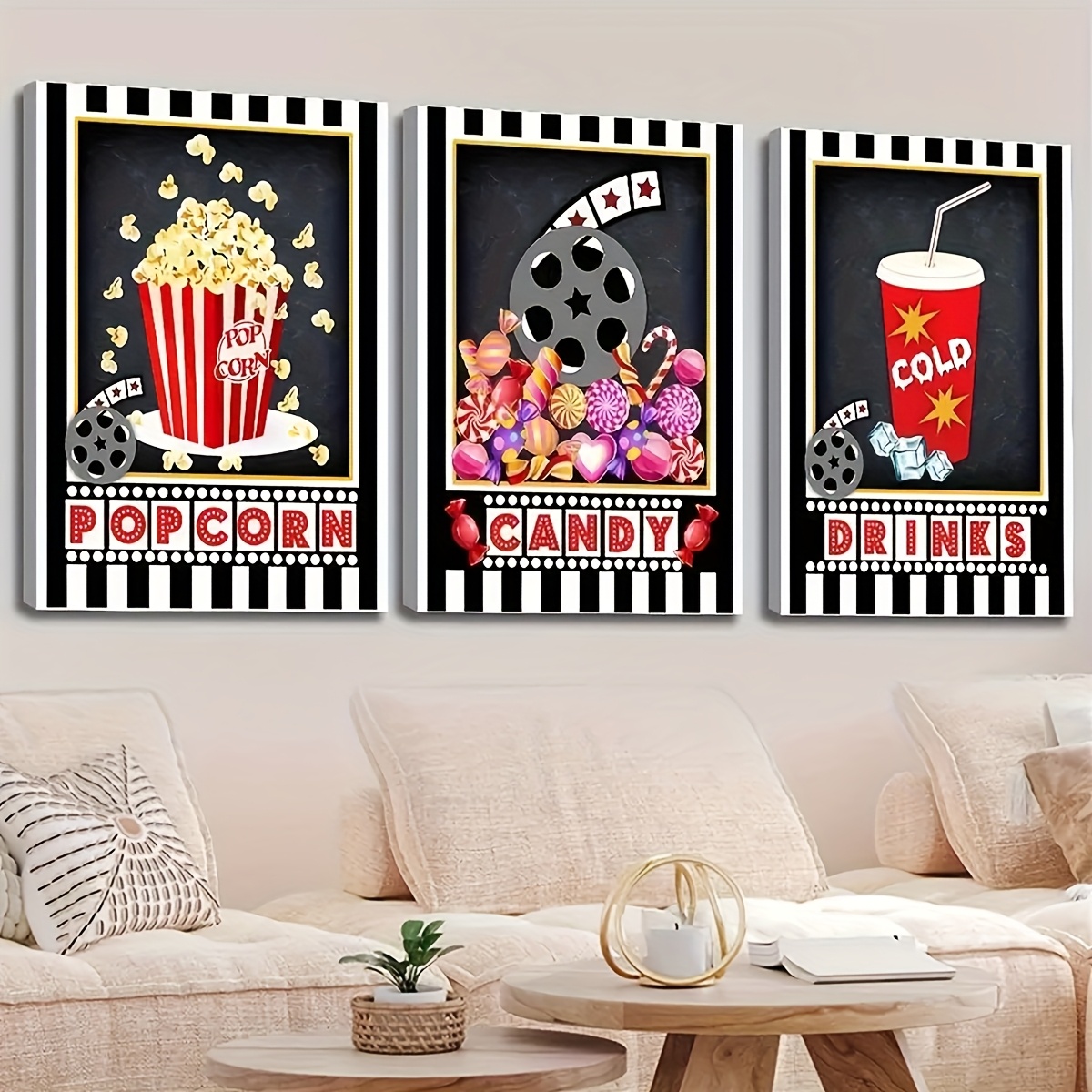 Home Cinema Logo - 3 قطع جدار آرت ديكو بدون