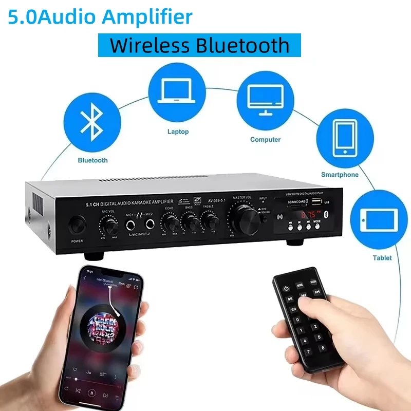 Home Cinema Audio System - AV-369BT بلوتوث 5.1 مكبر صوت أمبير