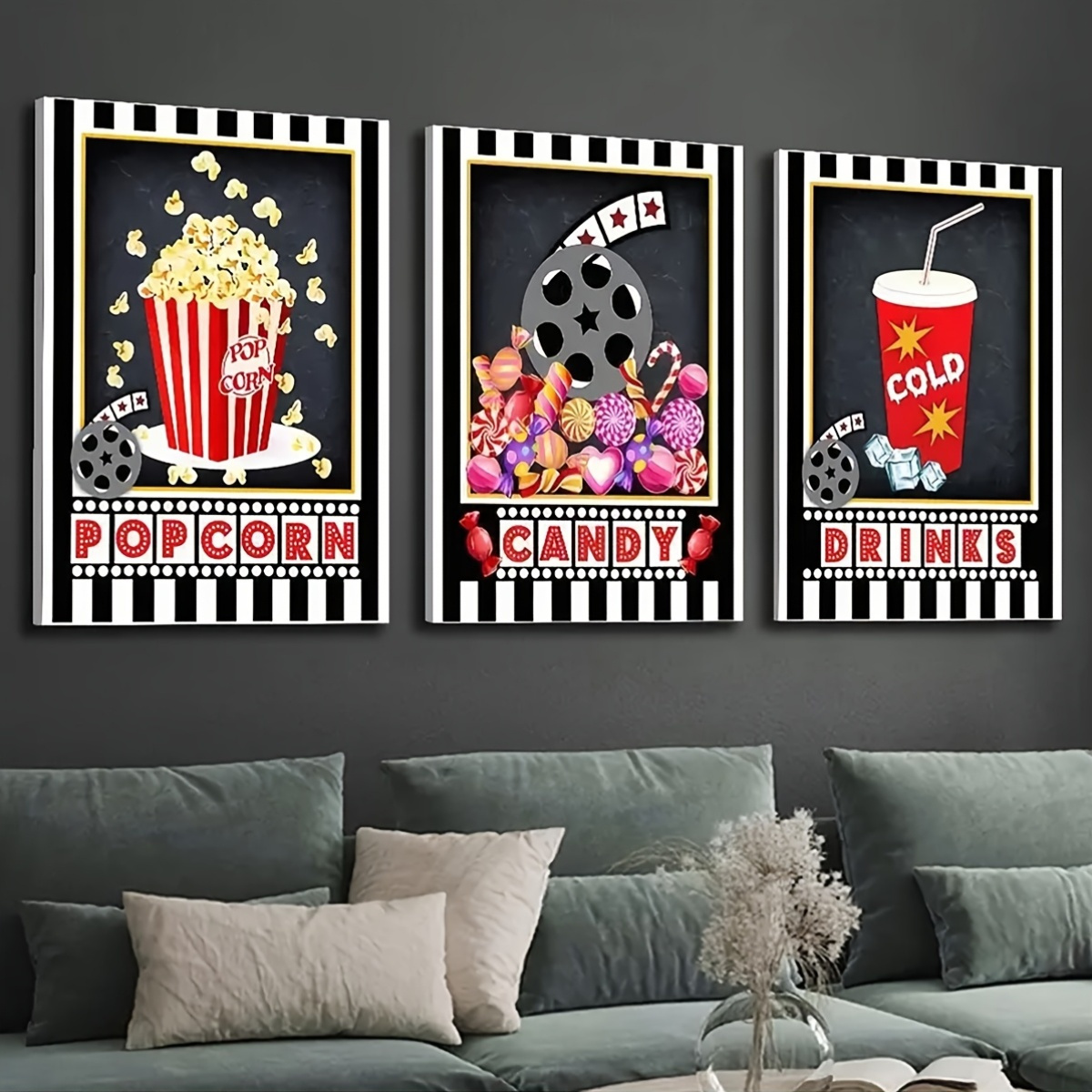 3 قطع جدار آرت ديكو بدون إطار، - مراجعة Home Cinema Logo وسعره