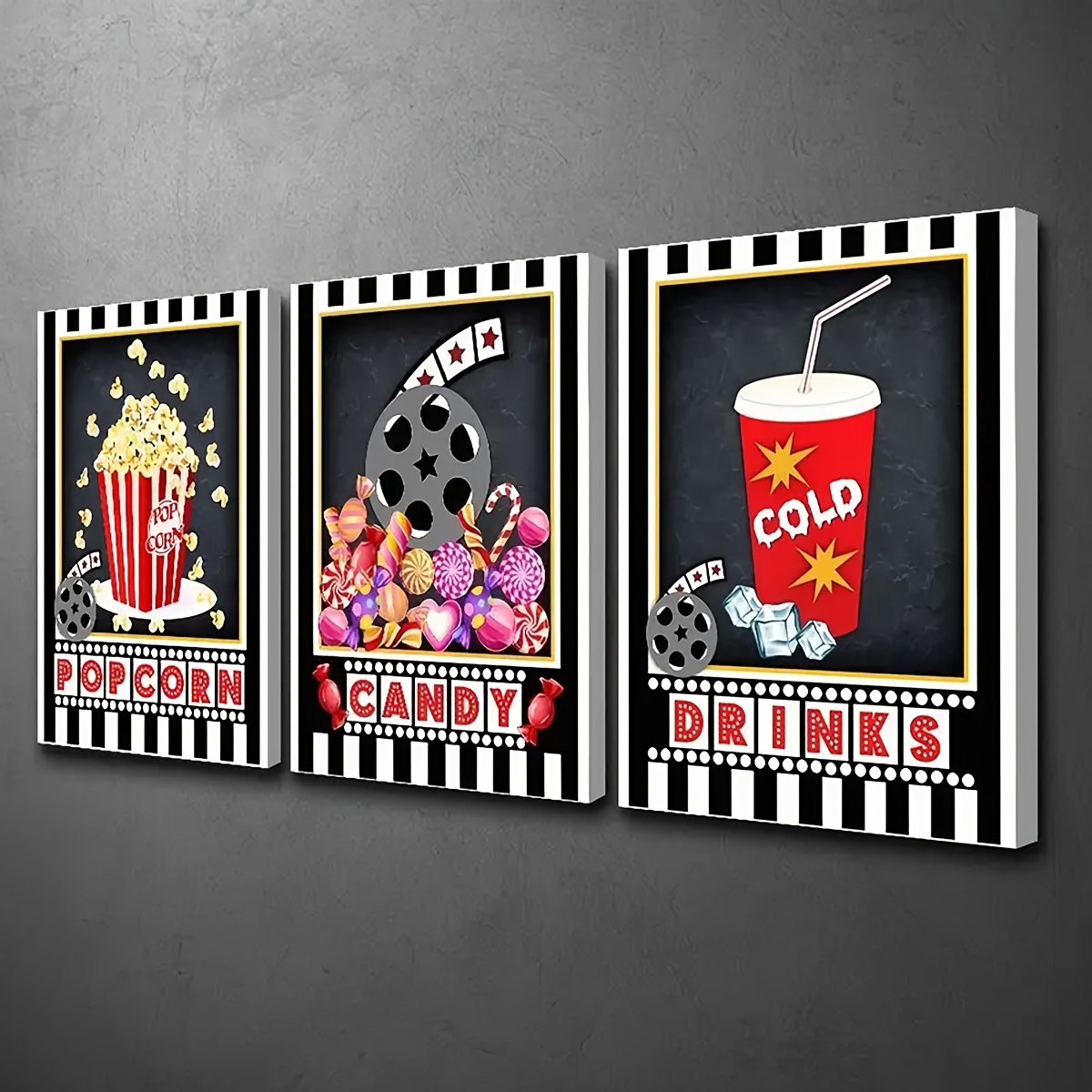 3 قطع جدار آرت ديكو بدون إطار، - مراجعة Home Cinema Logo وسعره