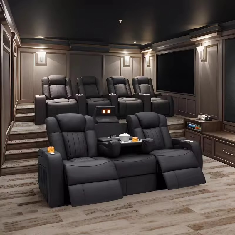 طقم أريكة جلدية قابلة للإمالة  - مراجعة Home Cinema Chairs وسعره