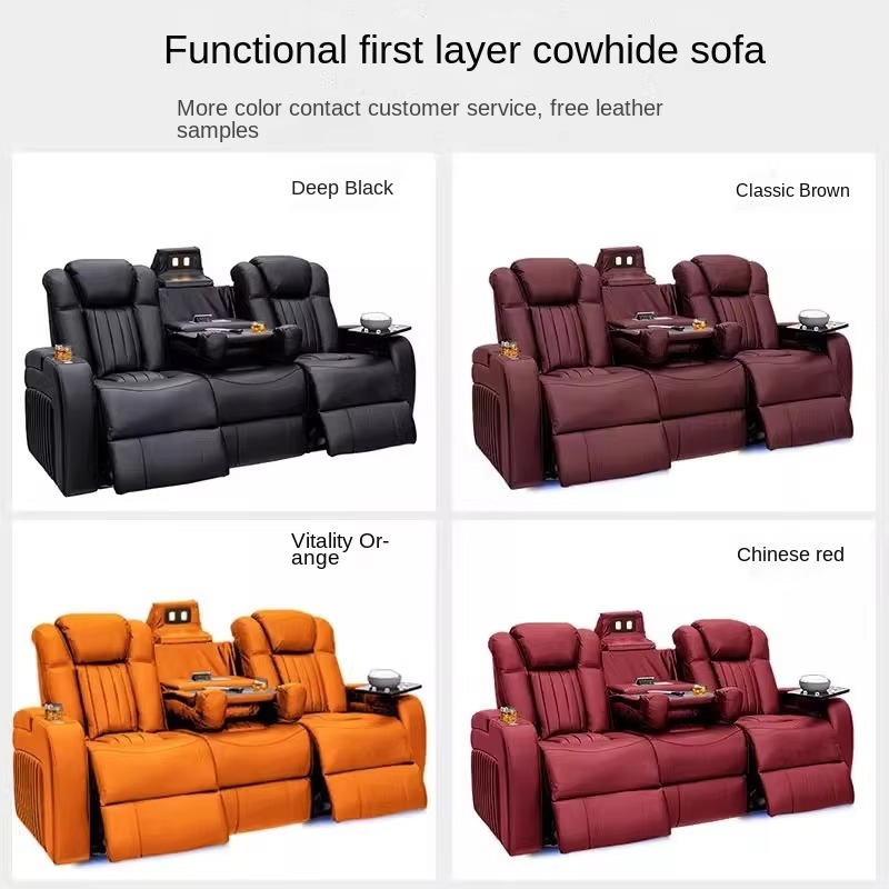 طقم أريكة جلدية قابلة للإمالة  - مراجعة Home Cinema Chairs وسعره