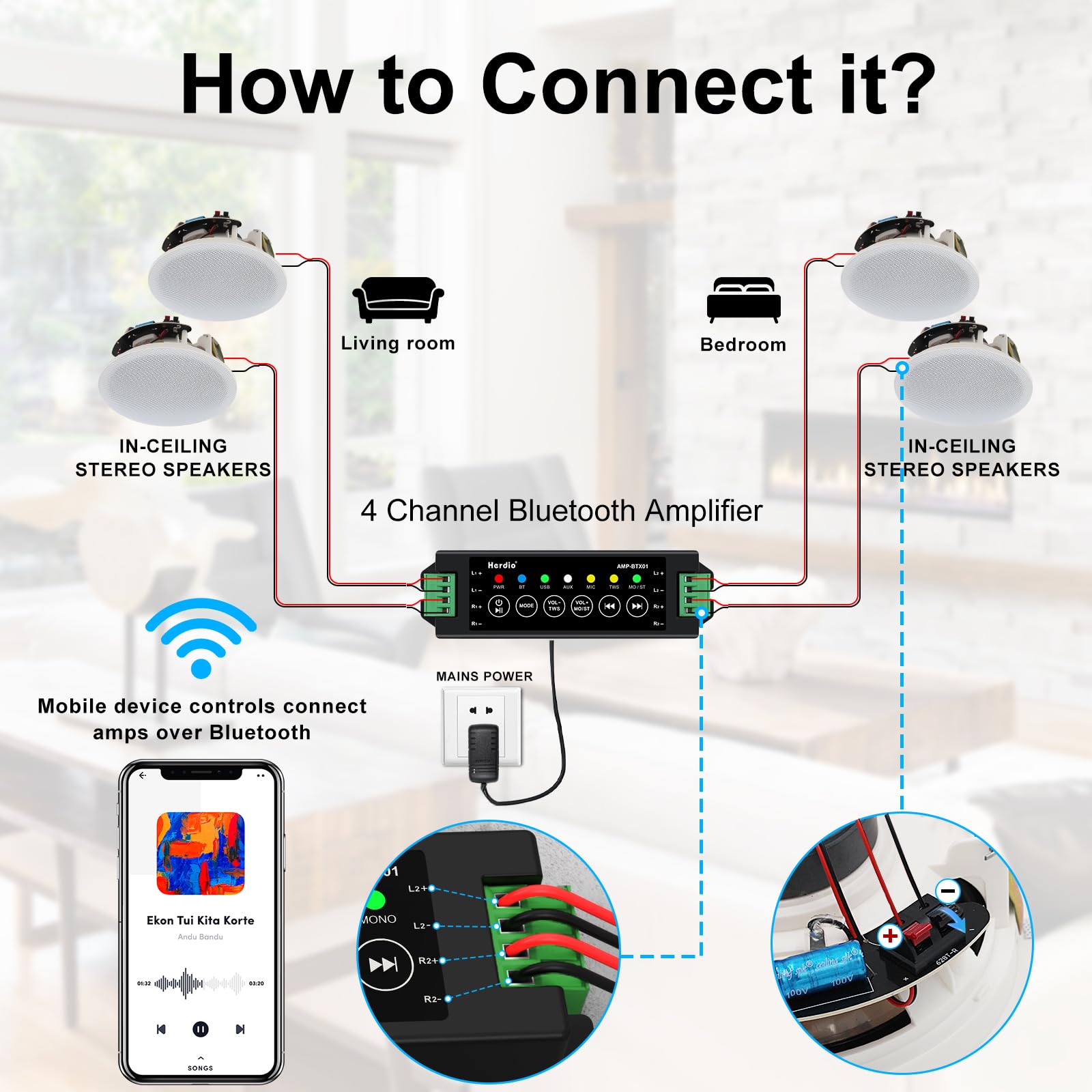 مكبرات صوت سقفية بلوتوث هيرديو - مراجعة Home Cinema Audio System وسعره